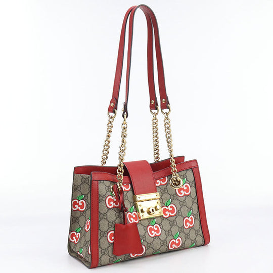 GUCCI 498156 Shoulder Bag Padlock GG Apple ChainShoulder Bag GG Supreme Canvas, leather Multicolor Women