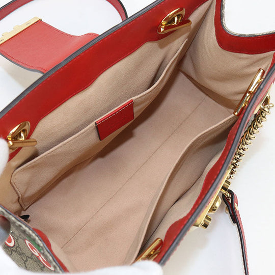 GUCCI 498156 Shoulder Bag Padlock GG Apple ChainShoulder Bag GG Supreme Canvas, leather Multicolor Women