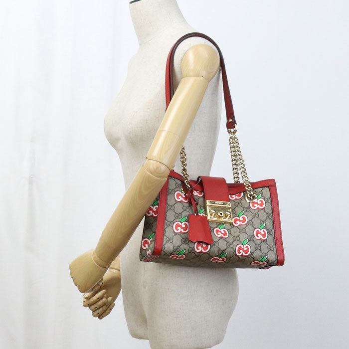 GUCCI 498156 Shoulder Bag Padlock GG Apple ChainShoulder Bag GG Supreme Canvas, leather Multicolor Women