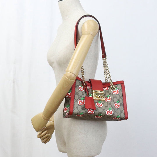 GUCCI 498156 Shoulder Bag Padlock GG Apple ChainShoulder Bag GG Supreme Canvas, leather Multicolor Women