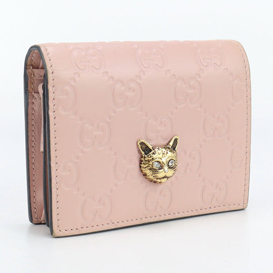 GUCCI 548057 Mini wallet linea cat Folded wallet leather Pink Women