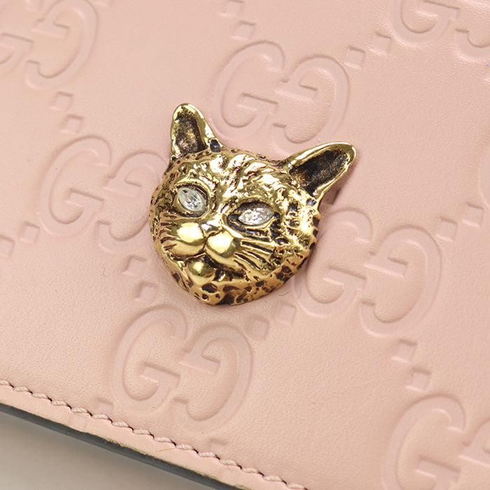 GUCCI 548057 Mini wallet linea cat Folded wallet leather Pink Women
