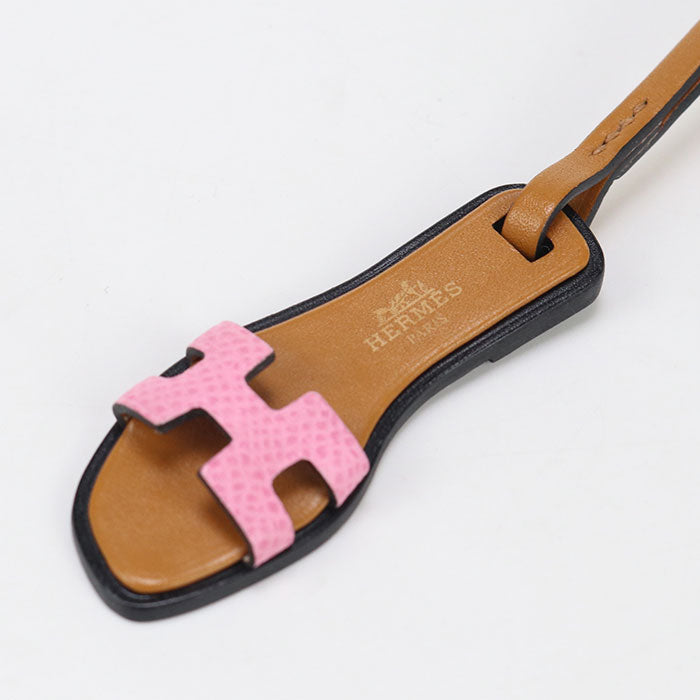 HERMES 080148CABA Bag charm Oran Nano Monochrome Sandal Straps Epsom, Veau Butler, Bash Hunter Brown Women