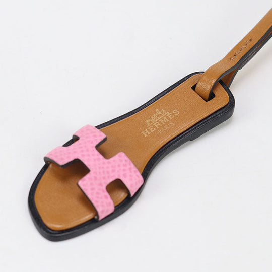 HERMES 080148CABA Bag charm Oran Nano Monochrome Sandal Straps Epsom, Veau Butler, Bash Hunter Brown Women
