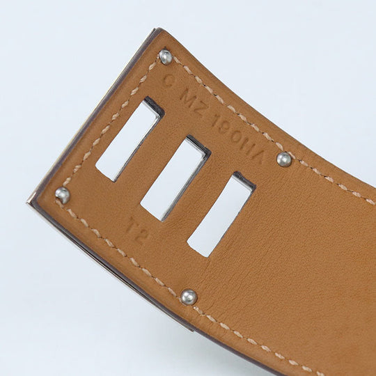 HERMES Bangle Kelly dog Bracelet leather, Gold Plated Brown Women