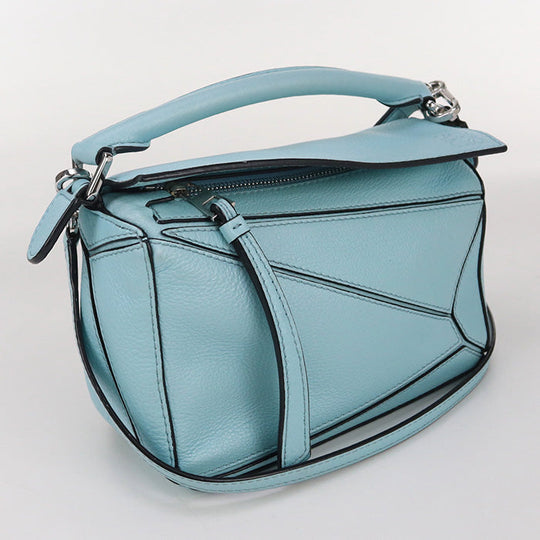 LOEWE Puzzle bag mini Handbag shoulderbag Calfskin blue Women