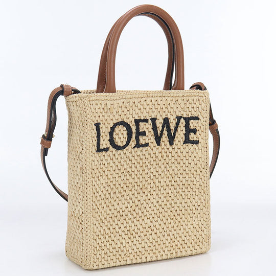 LOEWE A563R18X02 Basket bag Standard A5 Tote Bag 2WAY handbag Raffia, leather beige Women