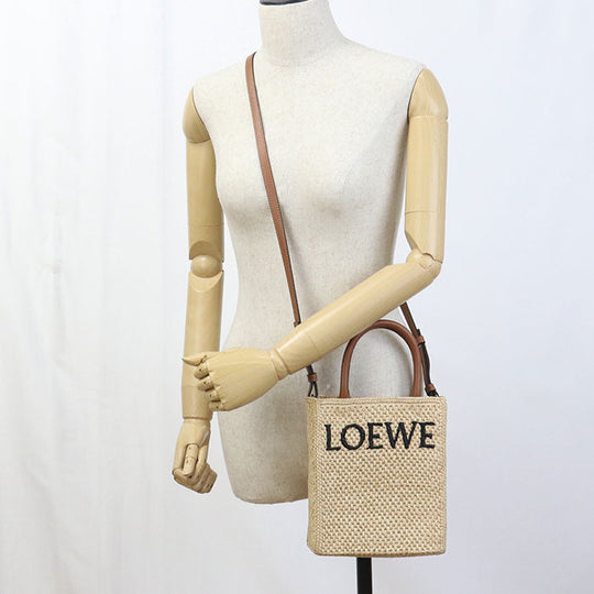 LOEWE A563R18X02 Basket bag Standard A5 Tote Bag 2WAY handbag Raffia, leather beige Women
