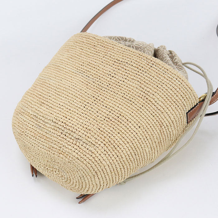 LOEWE LO88614 Drawstring Bag Shoulder Raffia beige Women