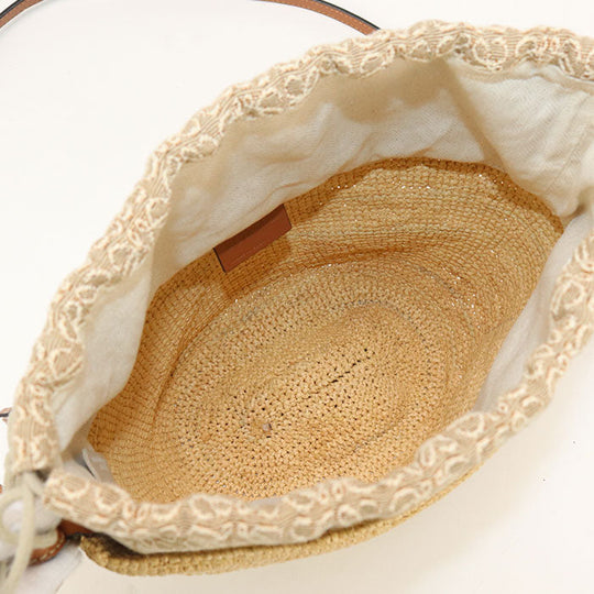 LOEWE LO88614 Drawstring Bag Shoulder Raffia beige Women
