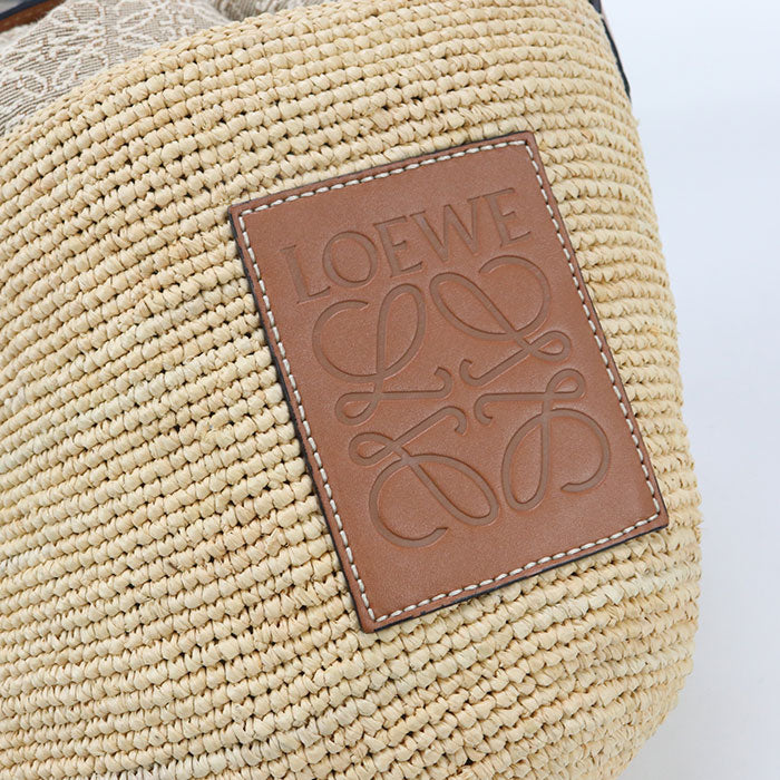 LOEWE LO88614 Drawstring Bag Shoulder Raffia beige Women