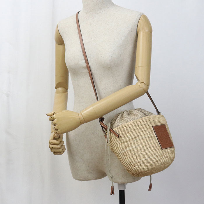 LOEWE LO88614 Drawstring Bag Shoulder Raffia beige Women