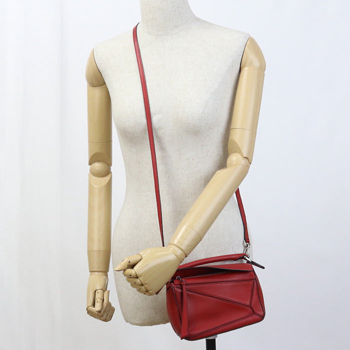 LOEWE Handbag Puzzle bag mini 2WAY bag leather Red Women