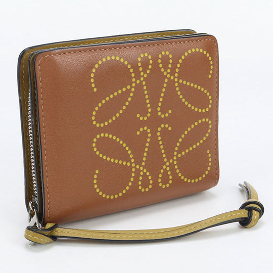 LOEWE Compact zip wallet anagram Folded wallet Calfskin  brown Women