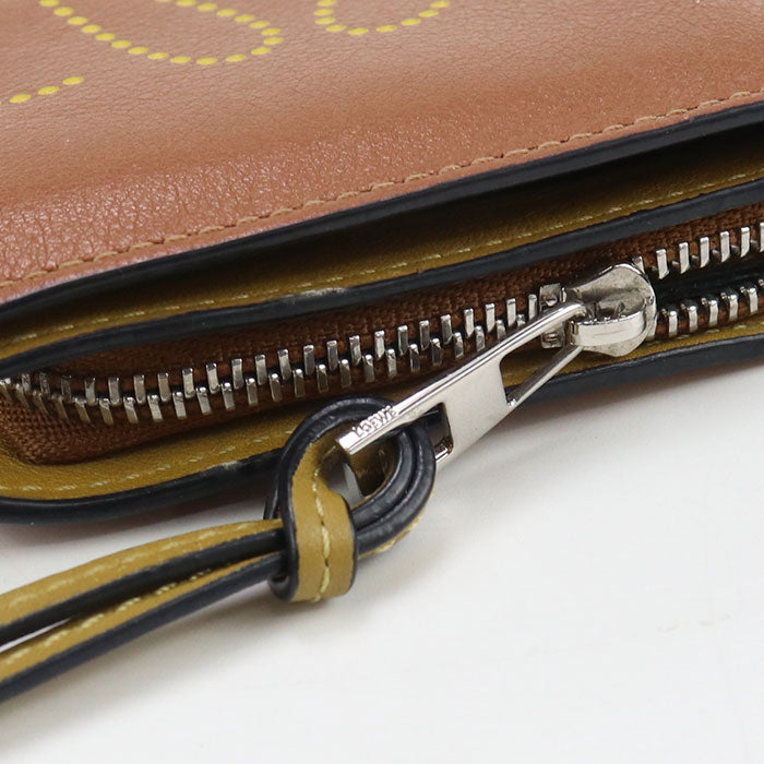 LOEWE Compact zip wallet anagram Folded wallet Calfskin  brown Women