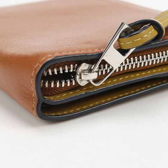 LOEWE Compact zip wallet anagram Folded wallet Calfskin  brown Women
