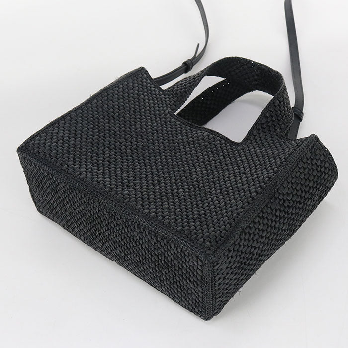 LOEWE LO89002 Tote Small Loewe Font Basket bag Raffia 2way Black Women