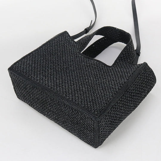 LOEWE LO89002 Tote Small Loewe Font Basket bag Raffia 2way Black Women