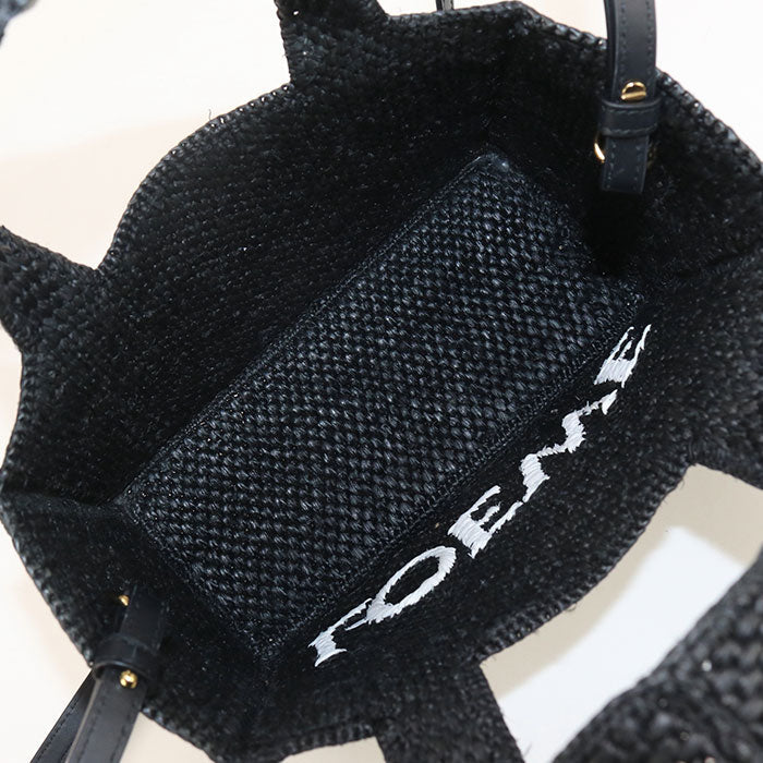 LOEWE LO89002 Tote Small Loewe Font Basket bag Raffia 2way Black Women