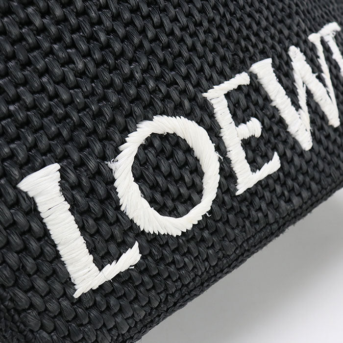 LOEWE LO89002 Tote Small Loewe Font Basket bag Raffia 2way Black Women