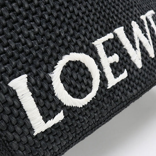 LOEWE LO89002 Tote Small Loewe Font Basket bag Raffia 2way Black Women