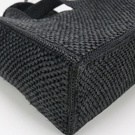 LOEWE LO89002 Tote Small Loewe Font Basket bag Raffia 2way Black Women