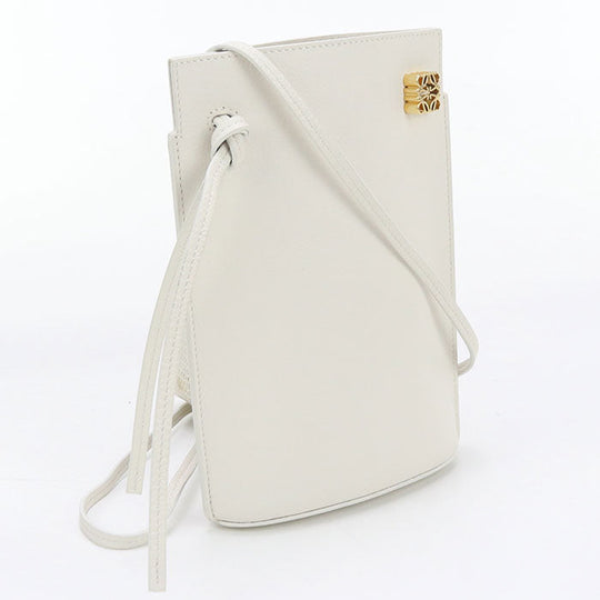 LOEWE LO89147 Dice Pocket Shoulder Bag Calfskin White Women