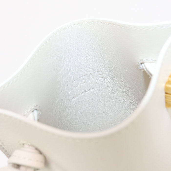 LOEWE LO89147 Dice Pocket Shoulder Bag Calfskin White Women