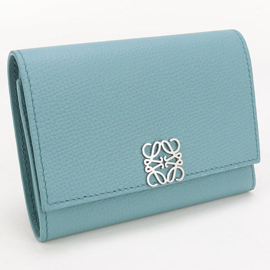 LOEWE LO89546 Vertical wallet small anagram Threefold wallet Calfskin blue Women