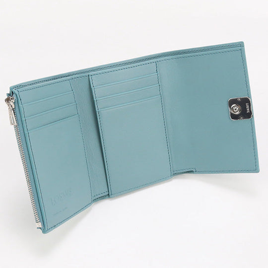 LOEWE LO89546 Vertical wallet small anagram Threefold wallet Calfskin blue Women