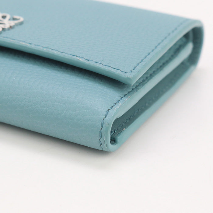 LOEWE LO89546 Vertical wallet small anagram Threefold wallet Calfskin blue Women