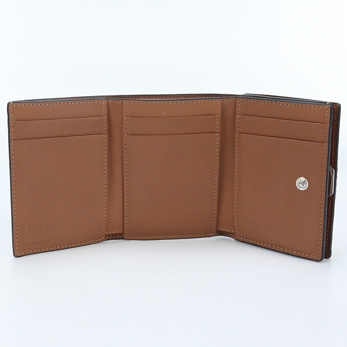 LOEWE C821TR2X02 Tri-fold wallet anagram Trifold wallet pebble grain calf Brown Women