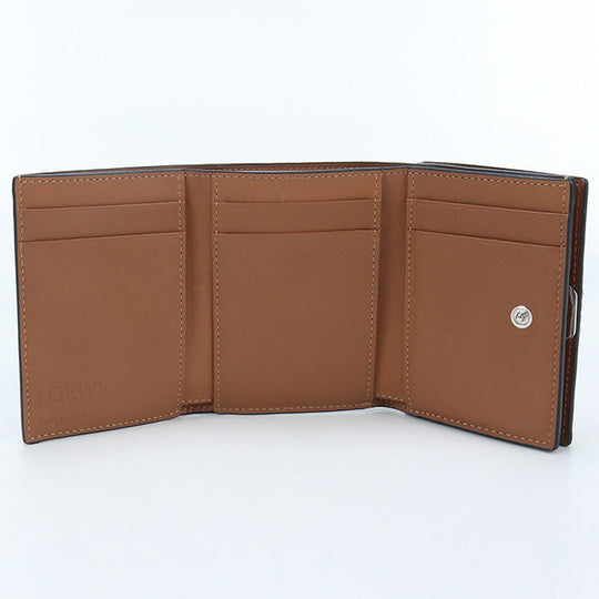 LOEWE C821TR2X02 Tri-fold wallet anagram Trifold wallet pebble grain calf Brown Women