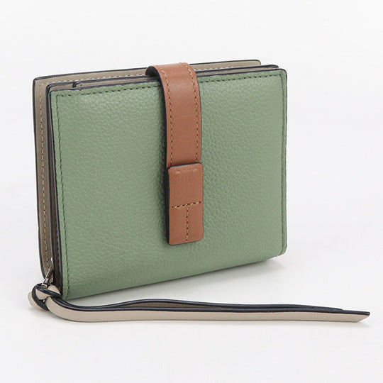 LOEWE C660Z41X01 Bi-fold wallet Compact zip wallet soft grain calfskin green Women