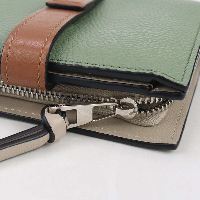 LOEWE C660Z41X01 Bi-fold wallet Compact zip wallet soft grain calfskin green Women