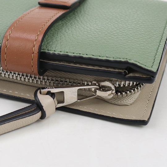 LOEWE C660Z41X01 Bi-fold wallet Compact zip wallet soft grain calfskin green Women