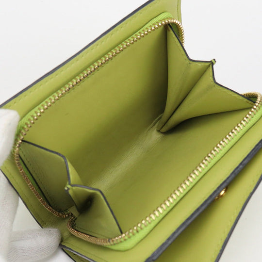 LOEWE C499Z41X04 4081 Bi-fold wallet Repeat anagram Compact zip wallet embossed silk calf Lime Yellow Women