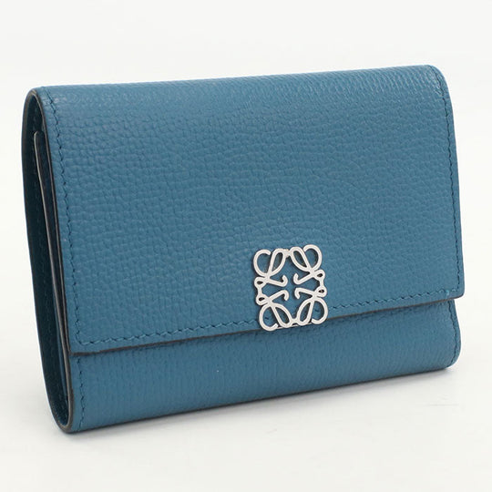 LOEWE C821S33X01 Tri-fold wallet anagram Vertical Small Wallet leather blue Women