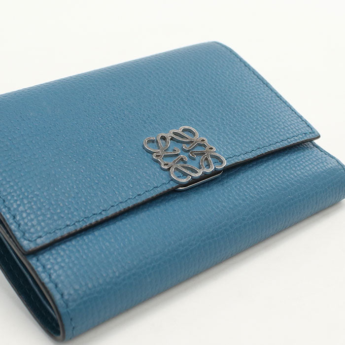 LOEWE C821S33X01 Tri-fold wallet anagram Vertical Small Wallet leather blue Women