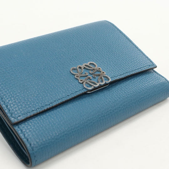 LOEWE C821S33X01 Tri-fold wallet anagram Vertical Small Wallet leather blue Women