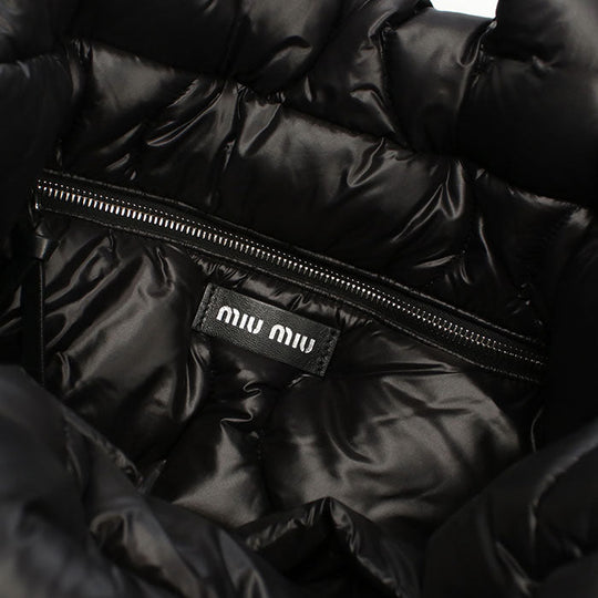 MIUMIU(OUTLET) 5BG240 Tote Bag quilting Handbag Nylon, feather black Women