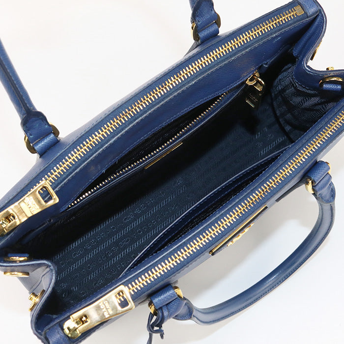 PRADA 1BA863 NZV F0016 Medium bag Galleria Tote shoulde Bag leather blue Women