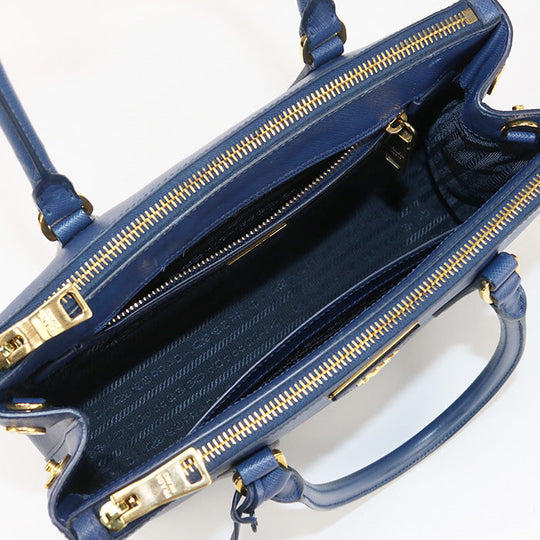 PRADA 1BA863 NZV F0016 Medium bag Galleria Tote shoulde Bag leather blue Women