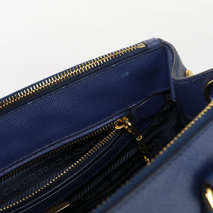 PRADA 1BA863 NZV F0016 Medium bag Galleria Tote shoulde Bag leather blue Women