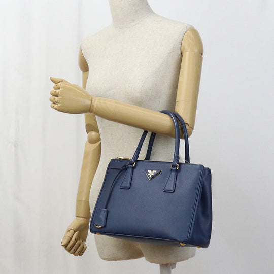 PRADA 1BA863 NZV F0016 Medium bag Galleria Tote shoulde Bag leather blue Women