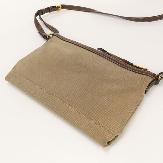 PRADA 1BH050 Shoulder Bag Logo Jacquard/leather Brown Women