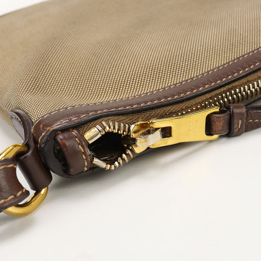 PRADA 1BH050 Shoulder Bag Logo Jacquard/leather Brown Women