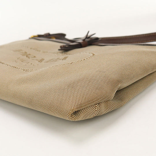 PRADA 1BH050 Shoulder Bag Logo Jacquard/leather Brown Women