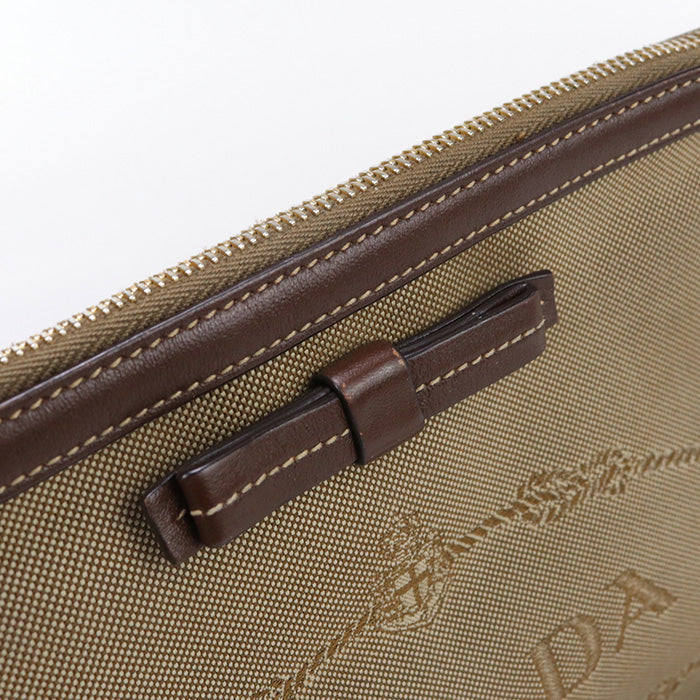 PRADA 1BH050 Shoulder Bag Logo Jacquard/leather Brown Women