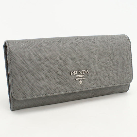 PRADA 1MH132 ZLP F0PGW Saffiano Multicolor Purse double coin leather Gray Women